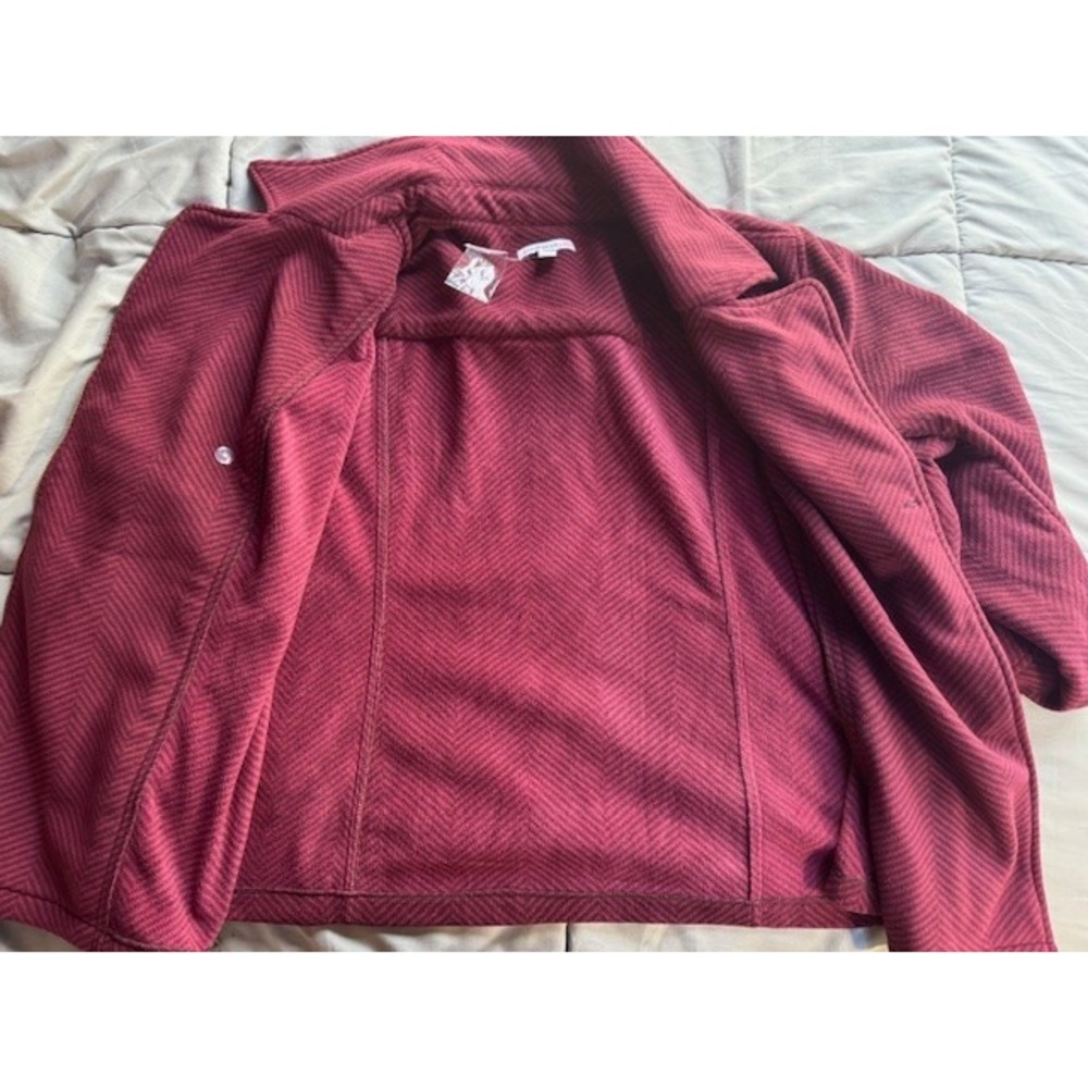 Isaac Mizrahi Live Full Zip Moto Fleece Jacket shirt 3X Burgundy Striped NWOT - Picture 8 of 14